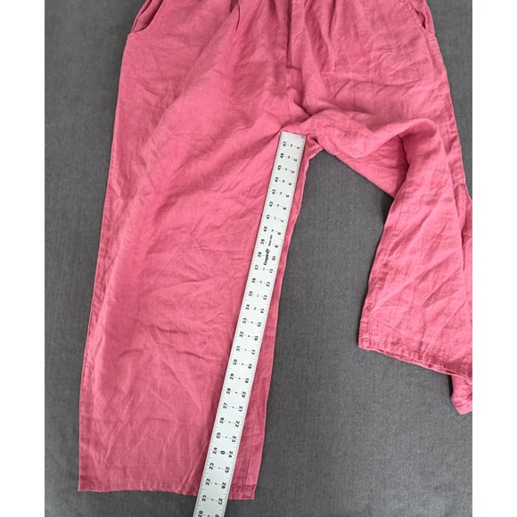 Flax Wide Leg Linen Pants Womens 3G 3XL 24 26 Pink Relaxed Coastal Resortwear - Picture 7 of 10